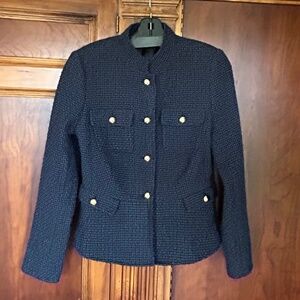 INC International Concepts Wool Blend Blue/Black Peplum Jacket, Size M